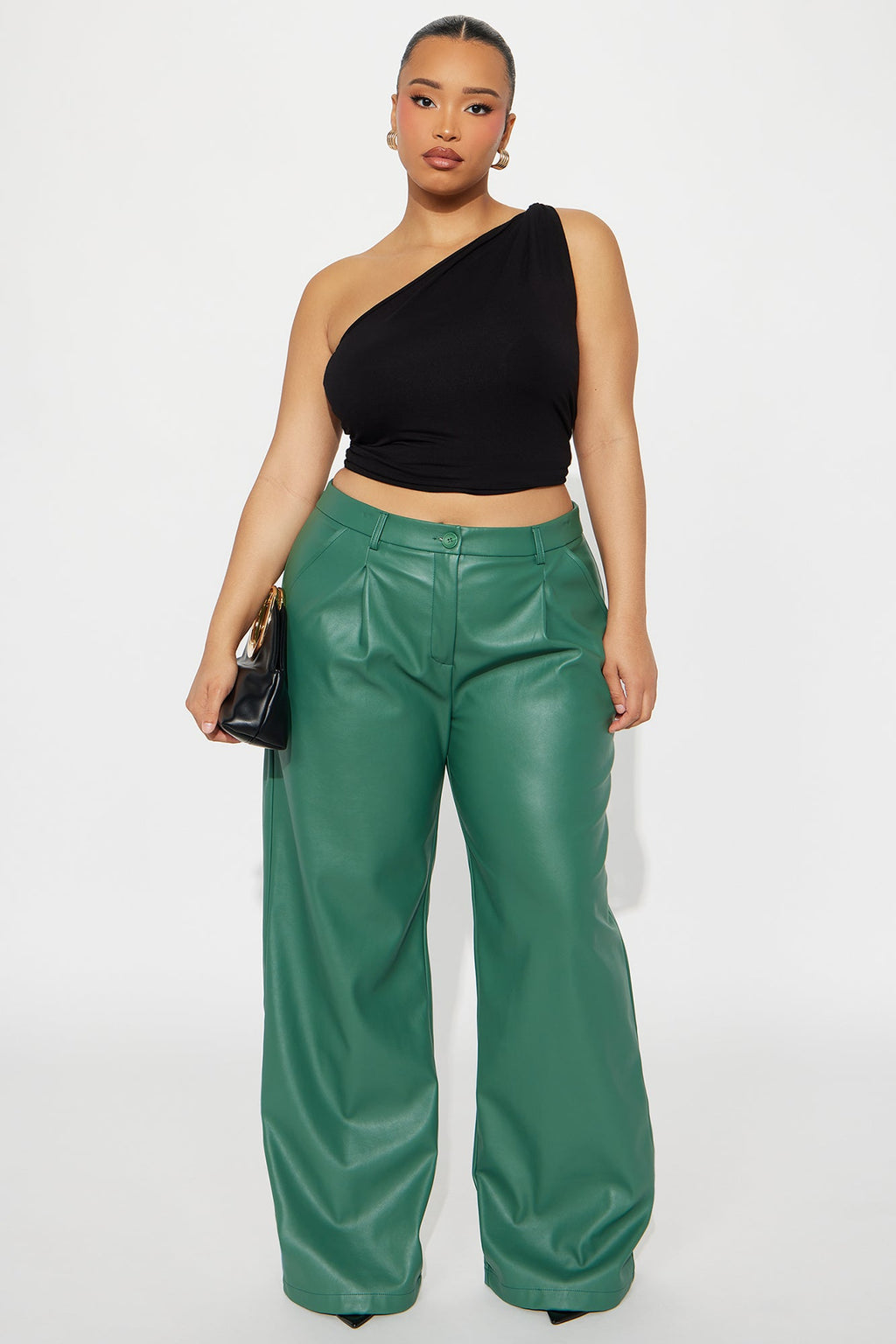 Nia Faux Leather Trouser - Hunter