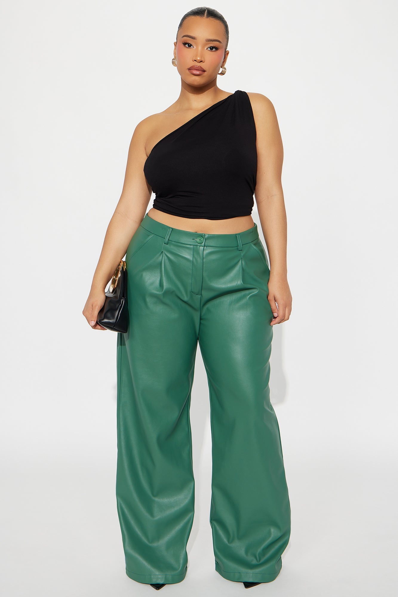 Nia Faux Leather Trouser - Hunter