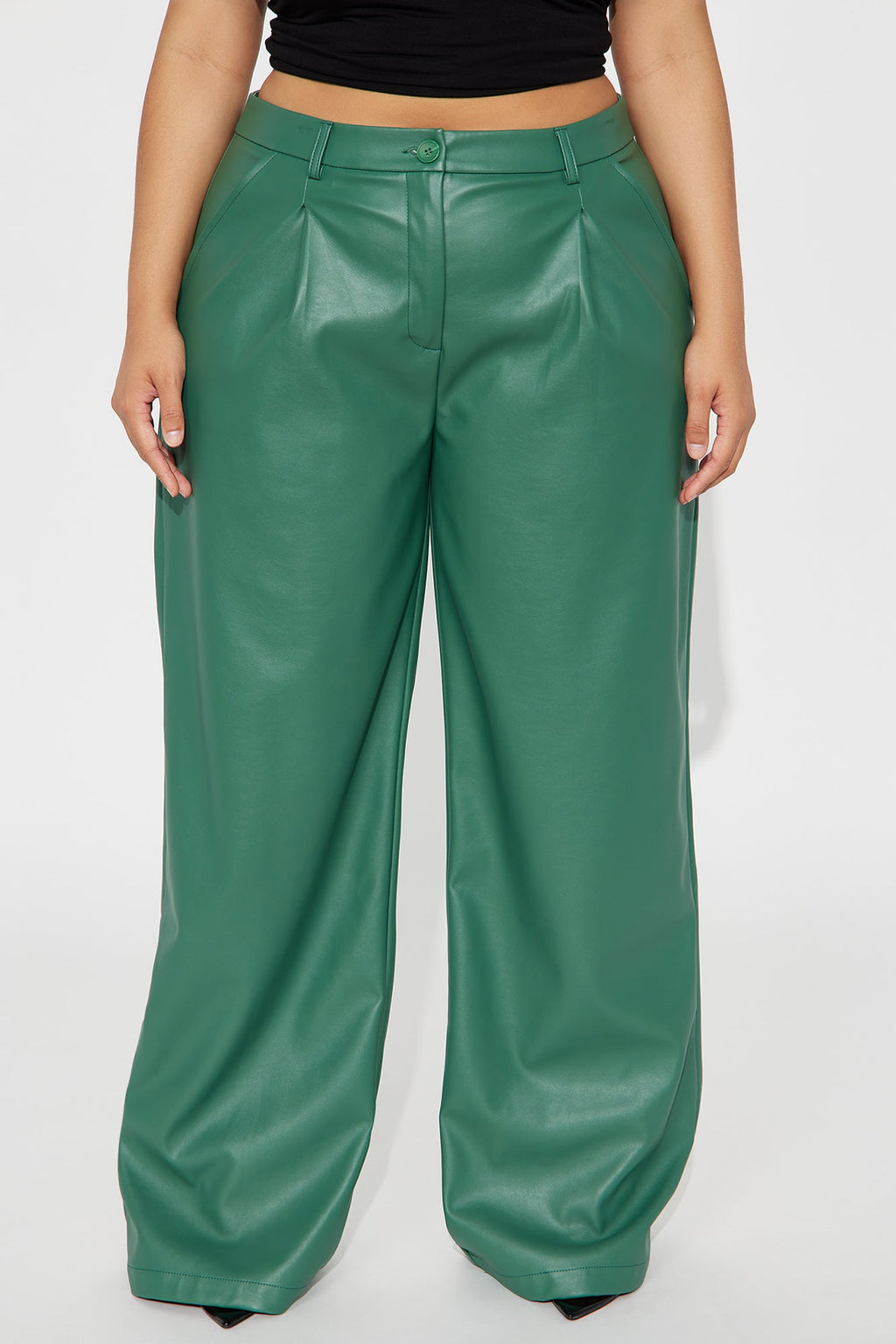 Nia Faux Leather Trouser - Hunter