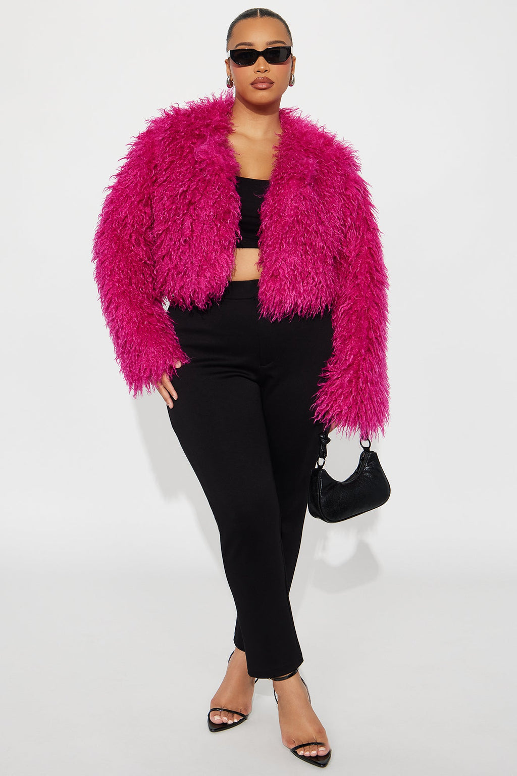 Sydney Faux Fur Coat - Fuchsia