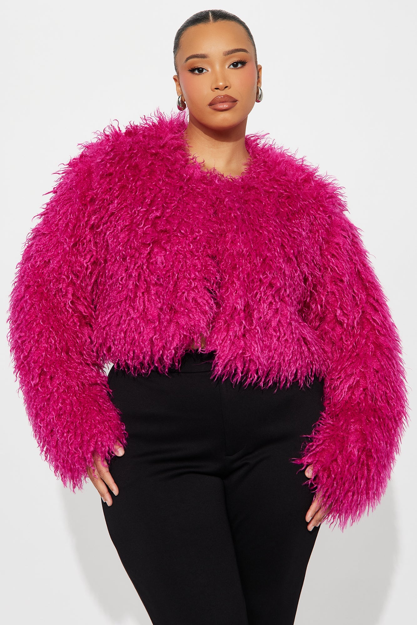 Sydney Faux Fur Coat - Fuchsia