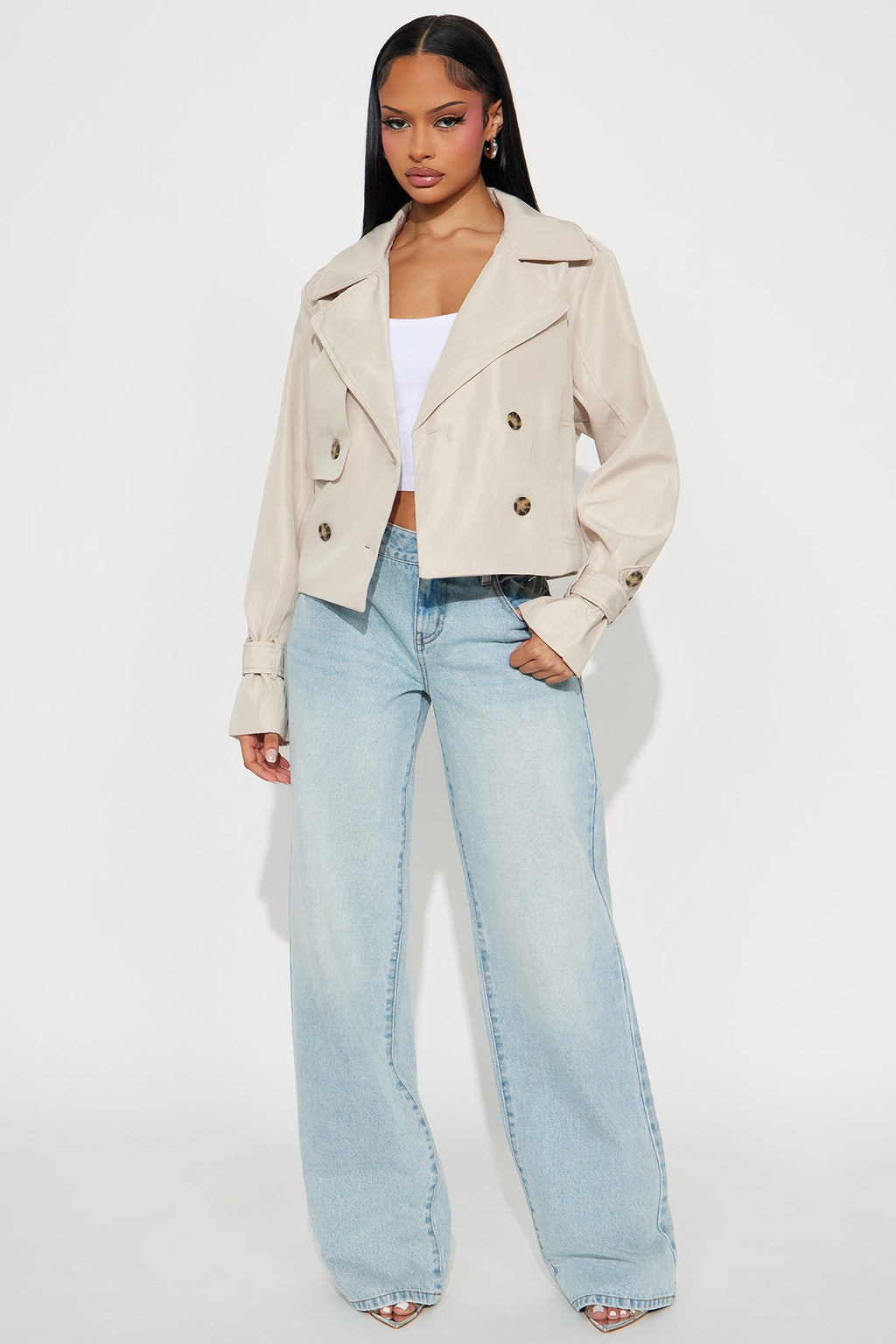 Come And Go Cropped Trench - Beige
