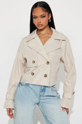 Come And Go Cropped Trench - Beige