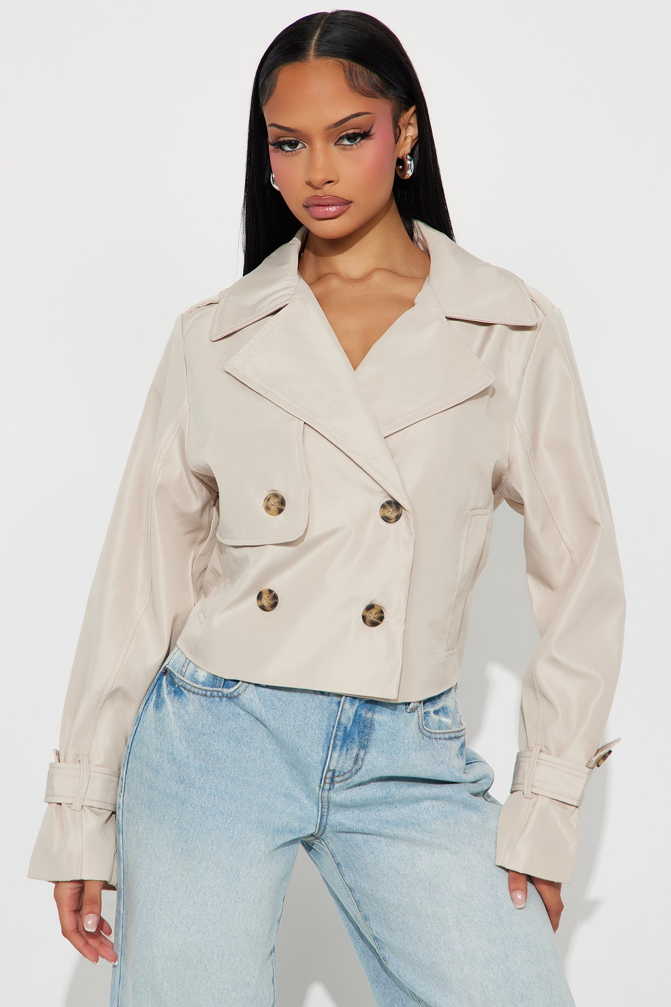 Come And Go Cropped Trench - Beige