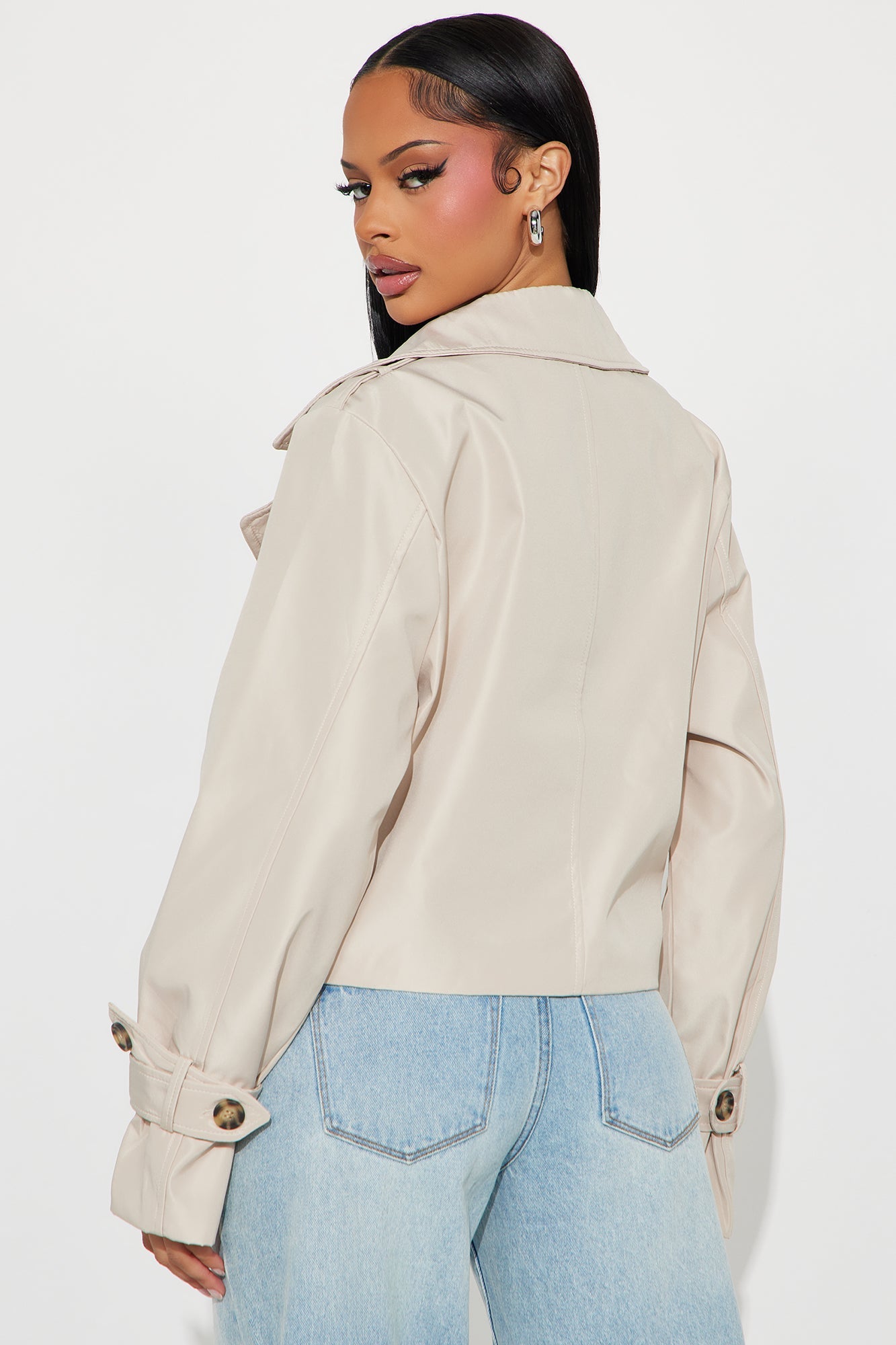 Come And Go Cropped Trench - Beige