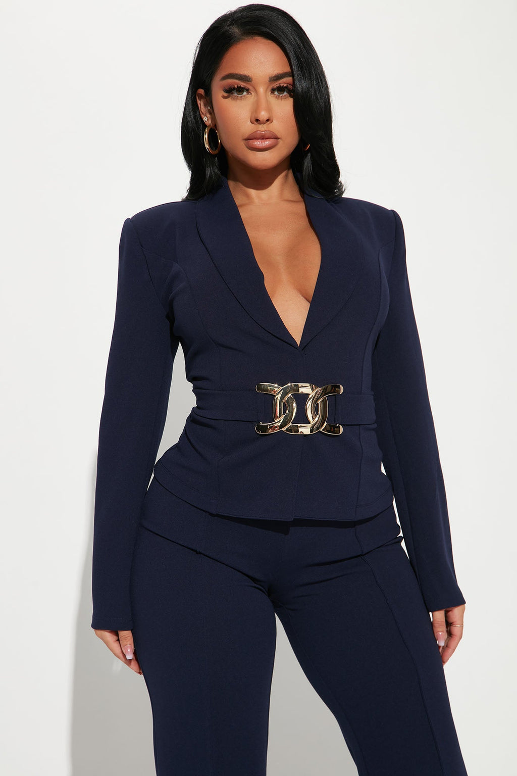 Justine Wide Leg Pant Set - Navy