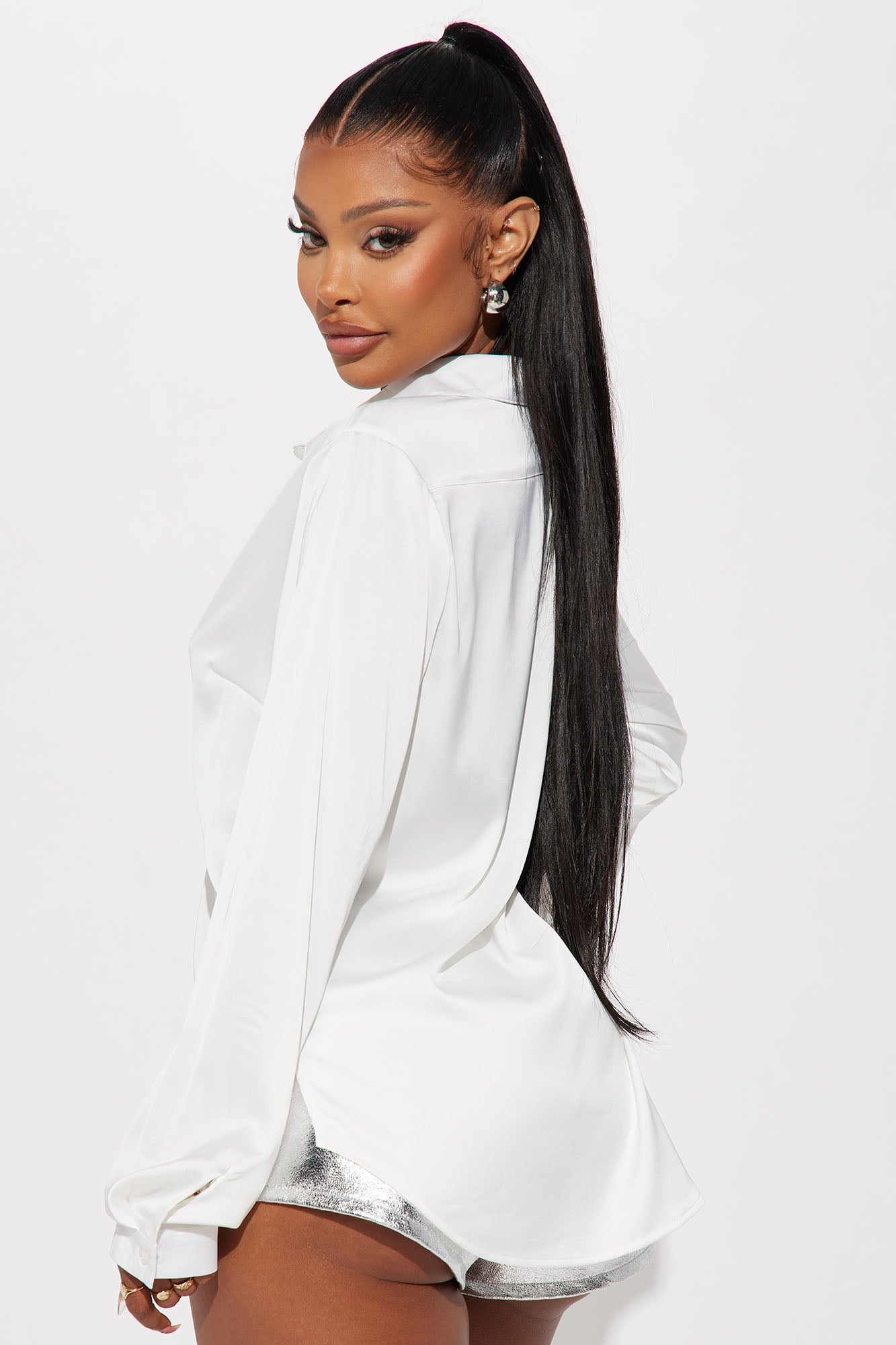 Smooth Talkin' Button Down Top - White