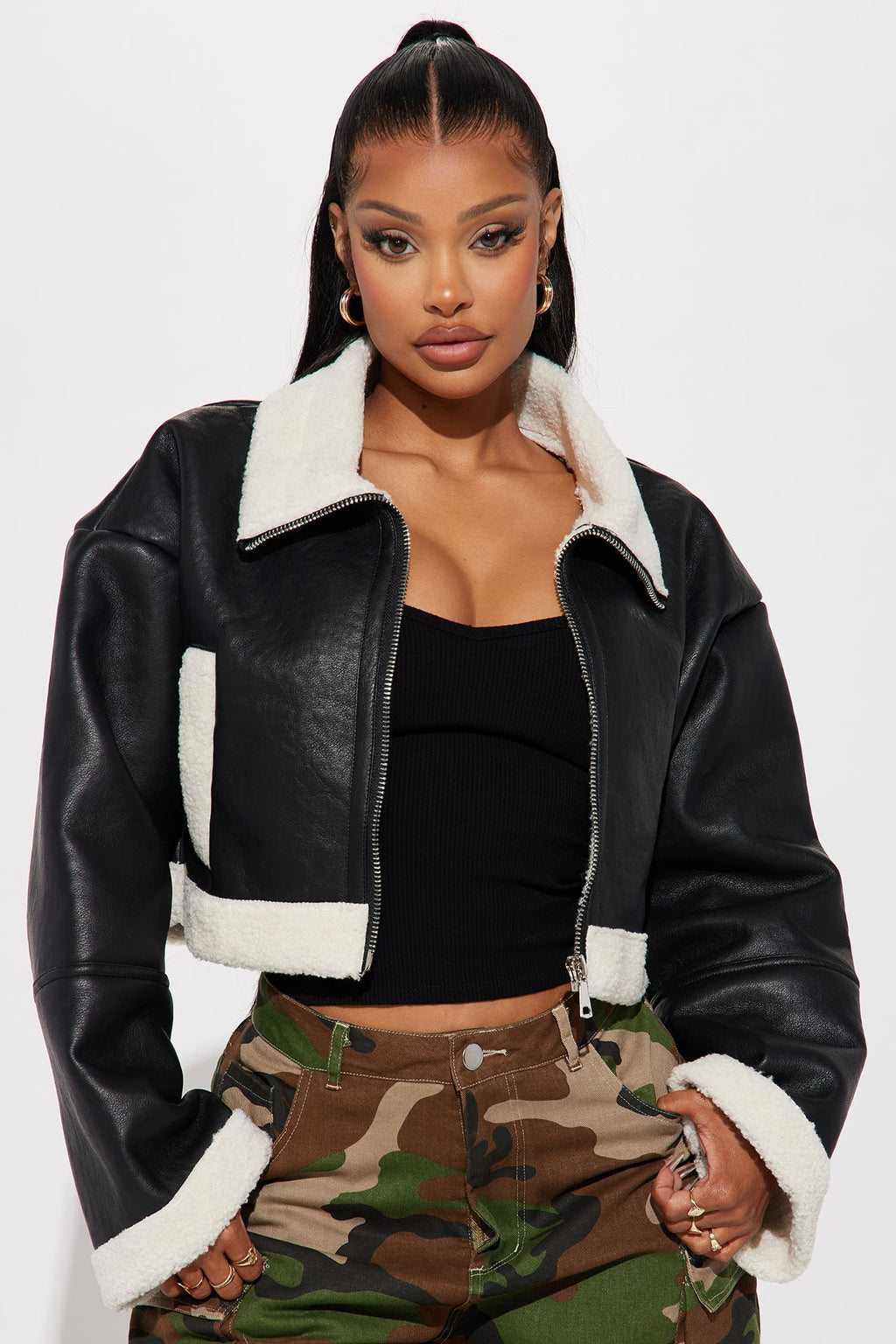 Nights Out Faux Leather Jacket - Black