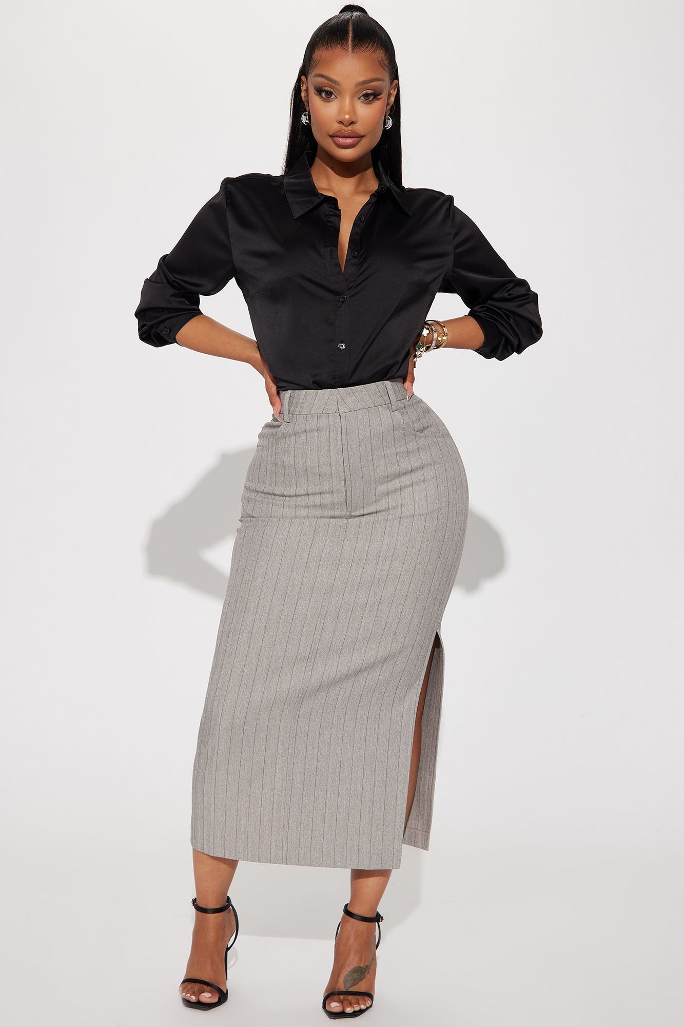 Smooth Talkin' Button Down Top - Black