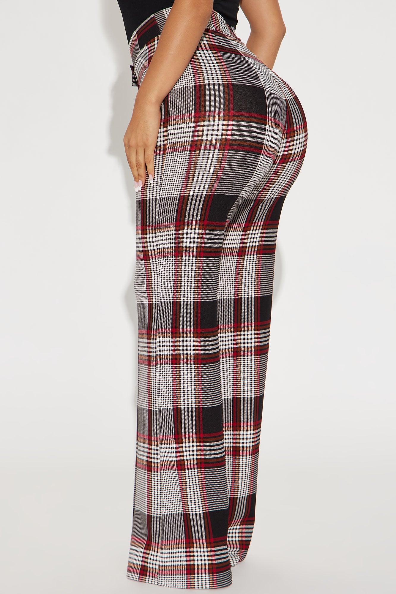 Call It Even Wide Leg Plaid Dress Pant - Red/combo