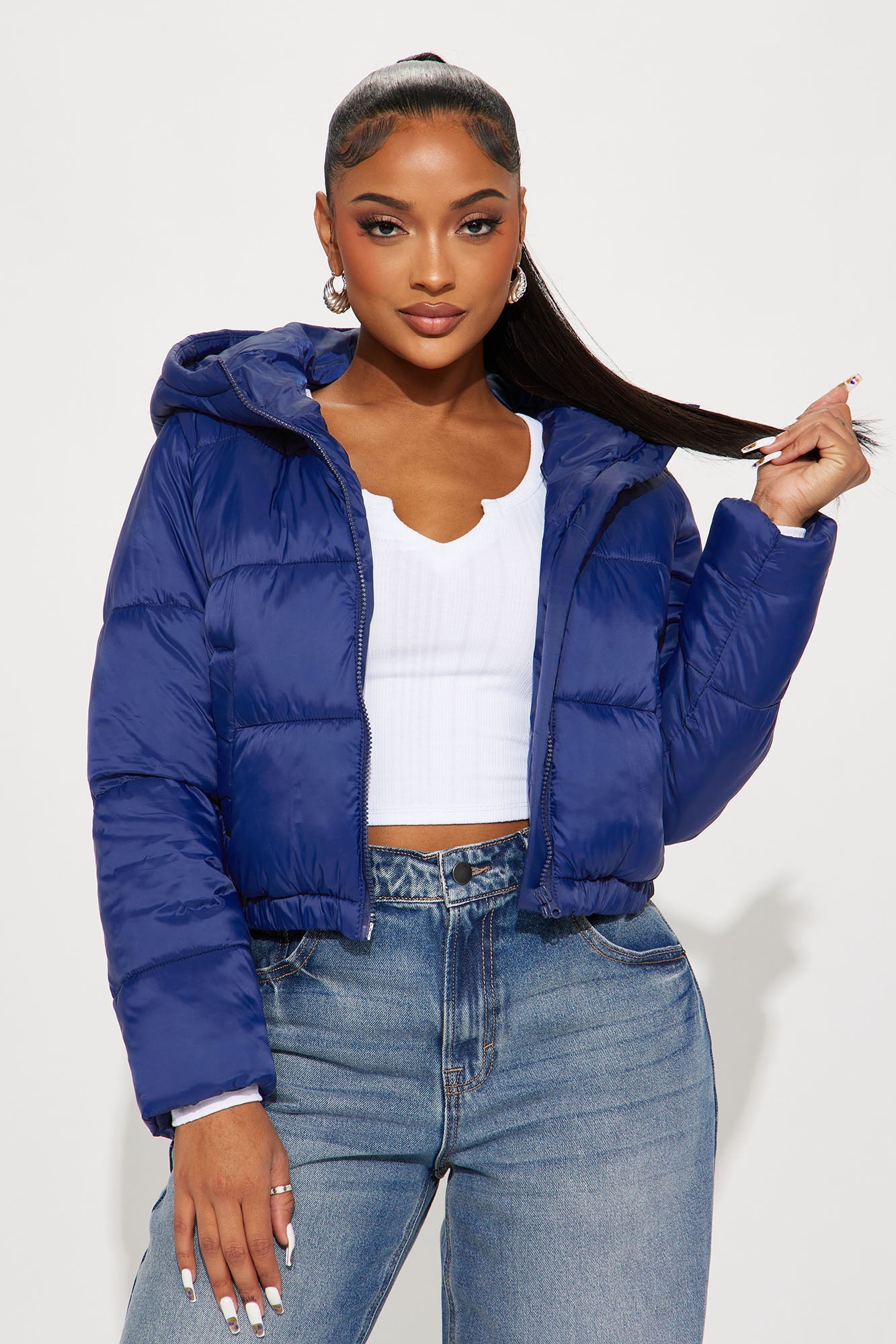 Up And About Puffer Coat - Navy