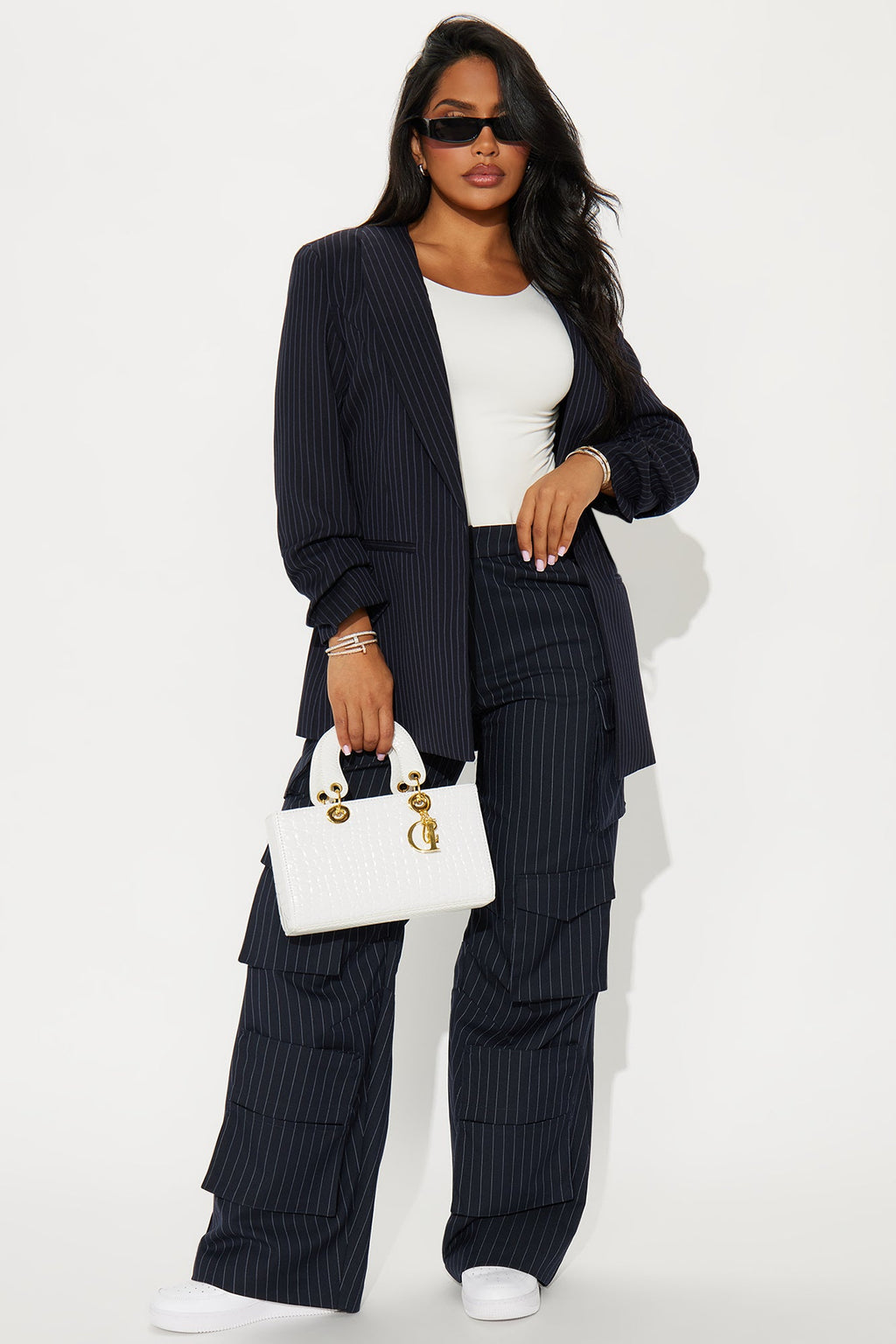 Celine Pinstripe Blazer - Navy