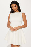 Sweet Sunday Pleated Mini Dress - Cream