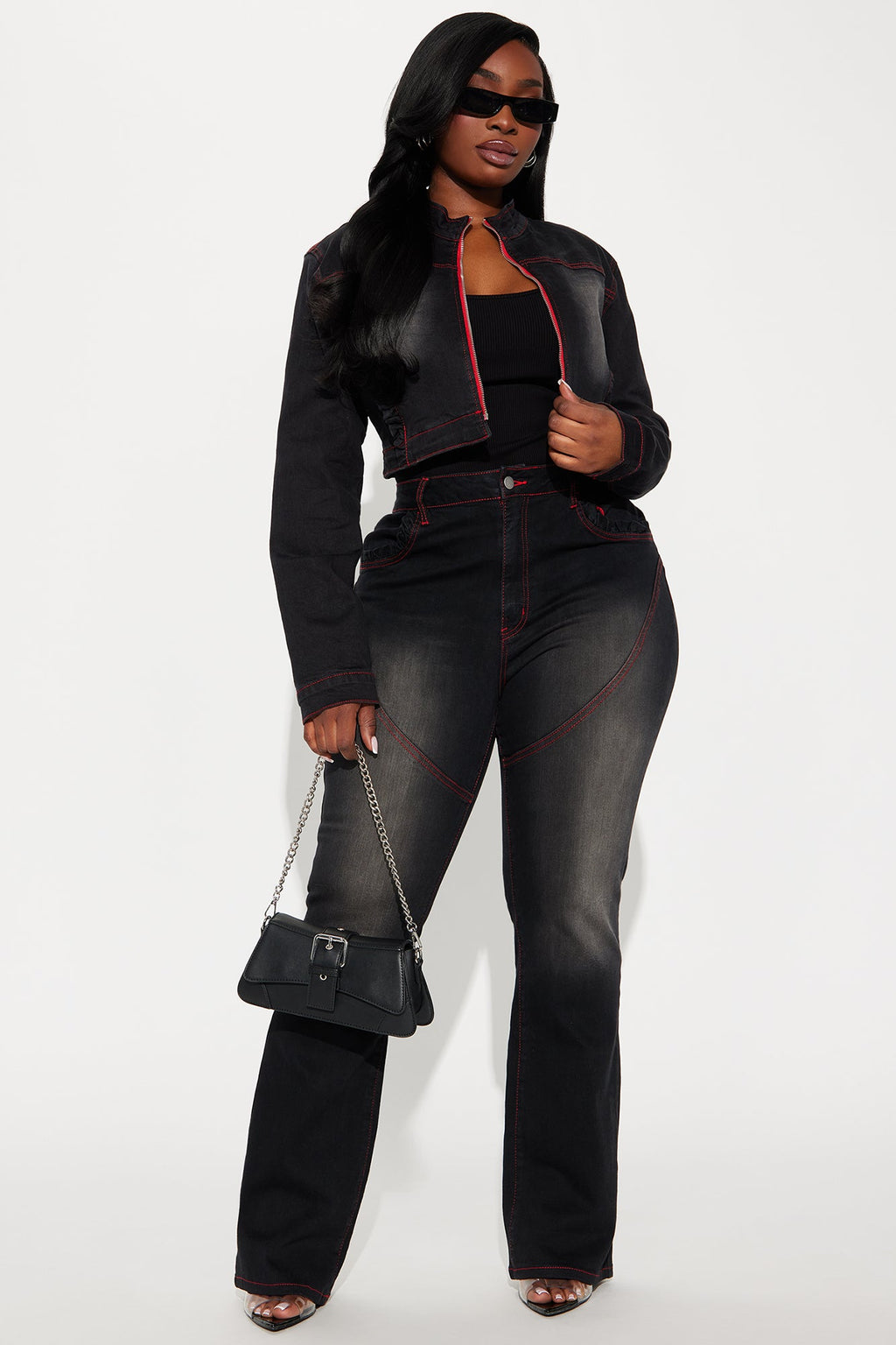 Up For A Challenge Stretch Moto Bootcut Jeans - Black Wash