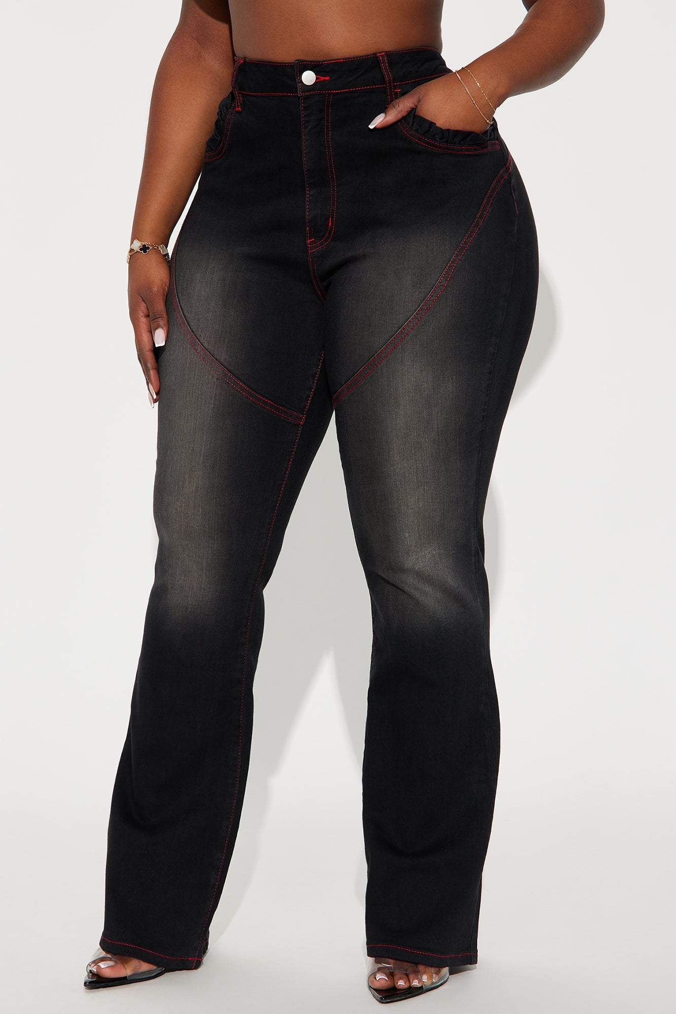 Up For A Challenge Stretch Moto Bootcut Jeans - Black Wash