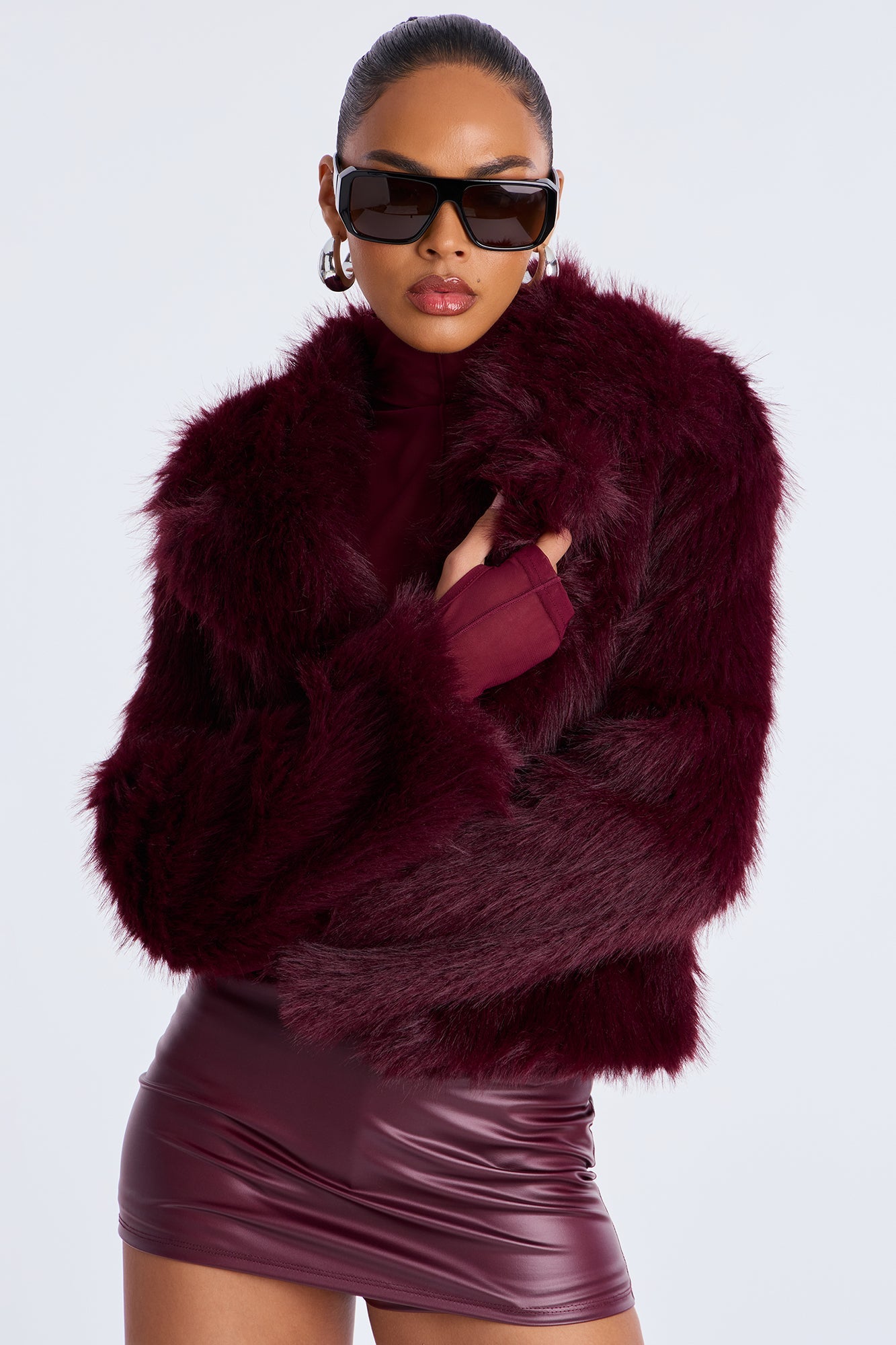 Kennedy Faux Fur Coat - DarkRed