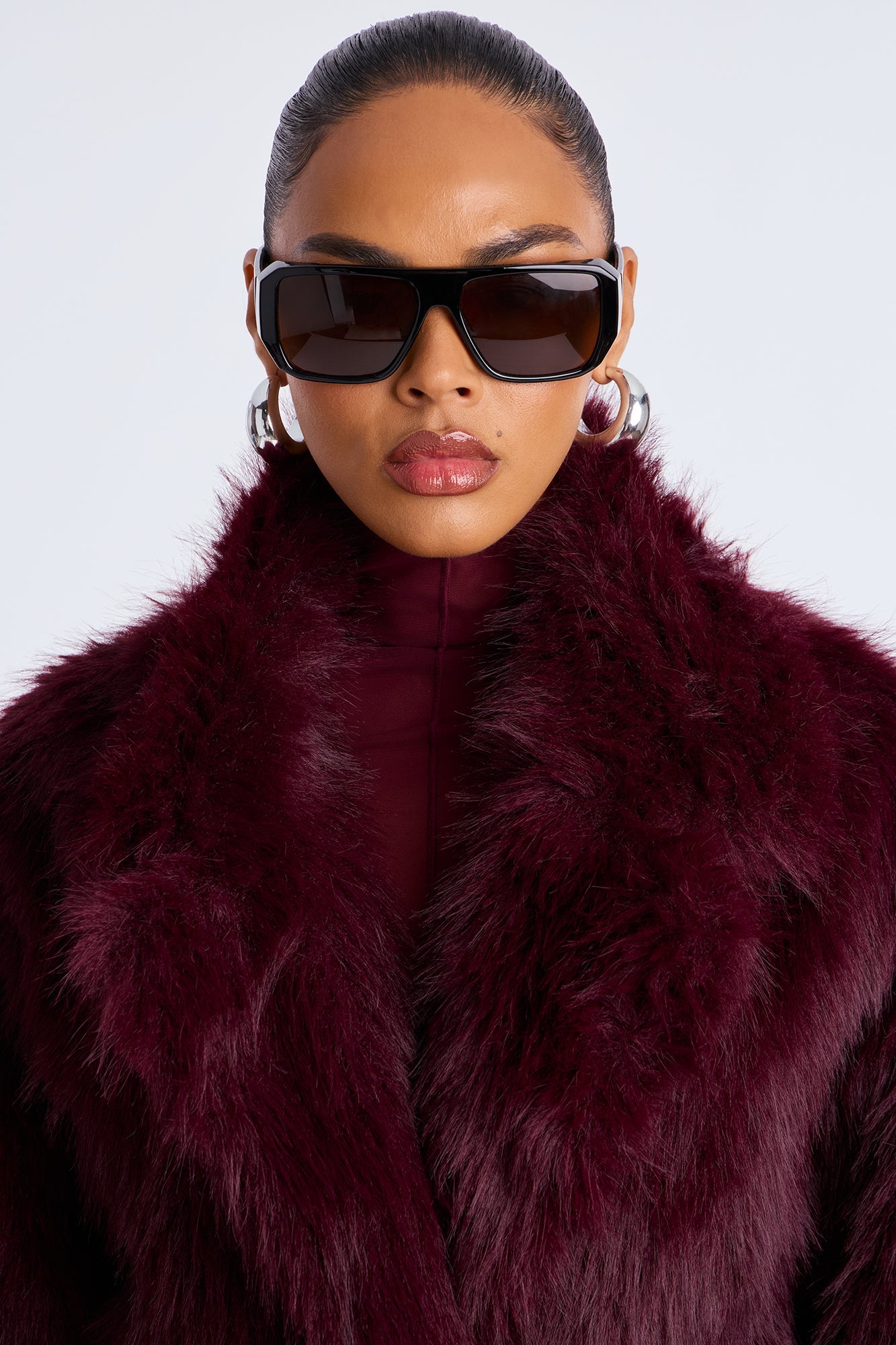 Kennedy Faux Fur Coat - DarkRed