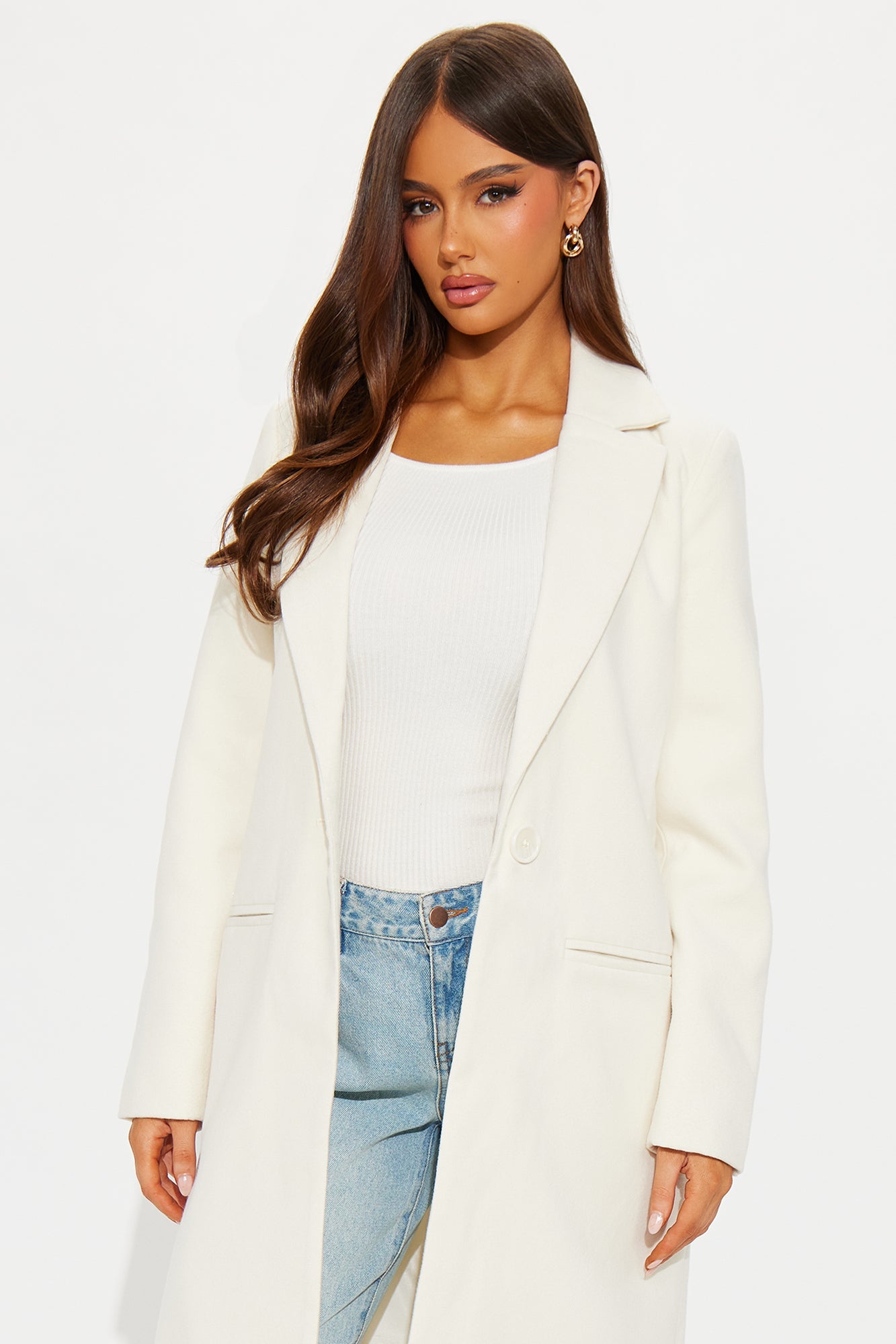 City Chic Coat - Ivory