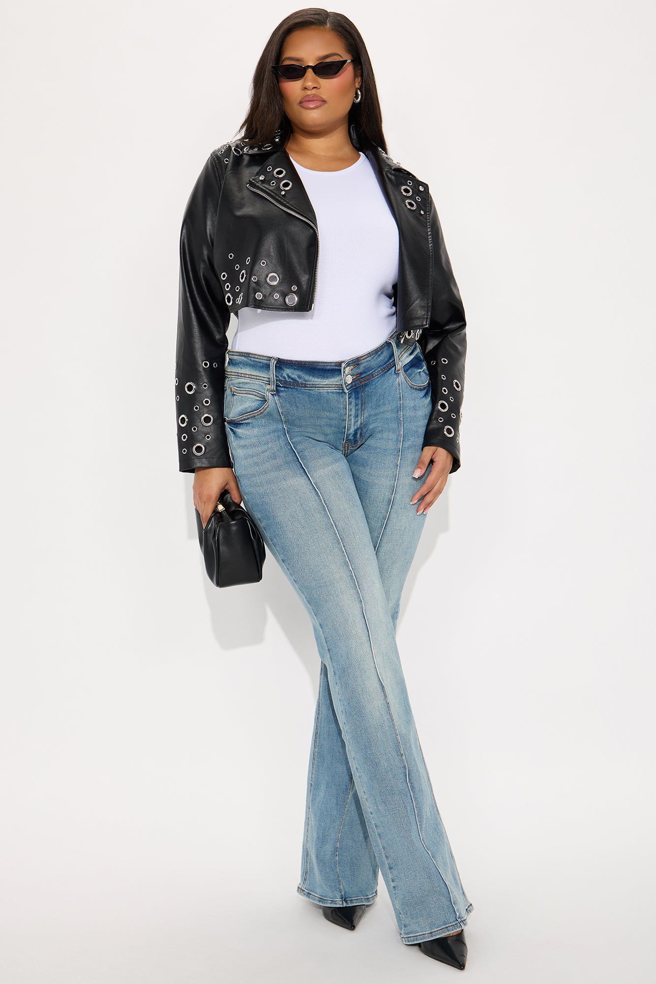 Holes In Your Story Cropped Faux Leather Jacket - Black