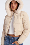 Urban Pulse Fur Hood Puffer Jacket - Cream