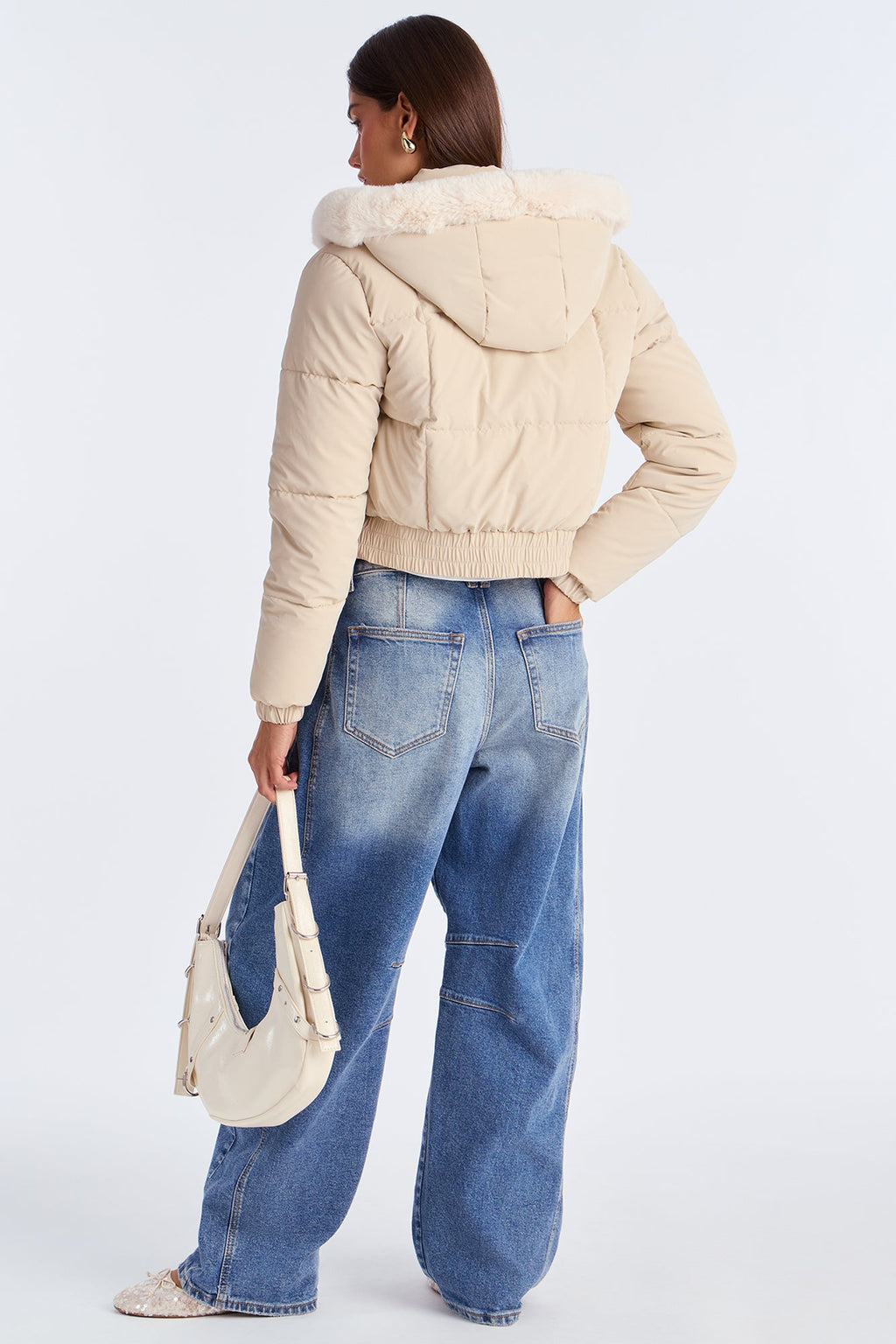 Urban Pulse Fur Hood Puffer Jacket - Cream