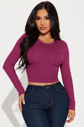 Jaclyn Cropped Long Sleeve Top - Magenta