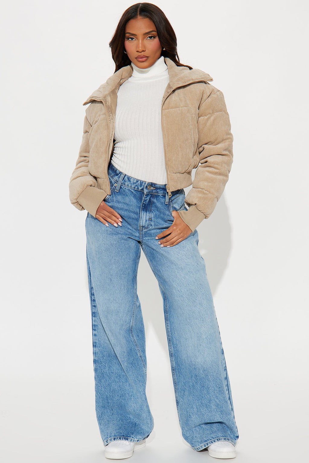 Jasmine Corduroy Puffer Jacket - Khaki