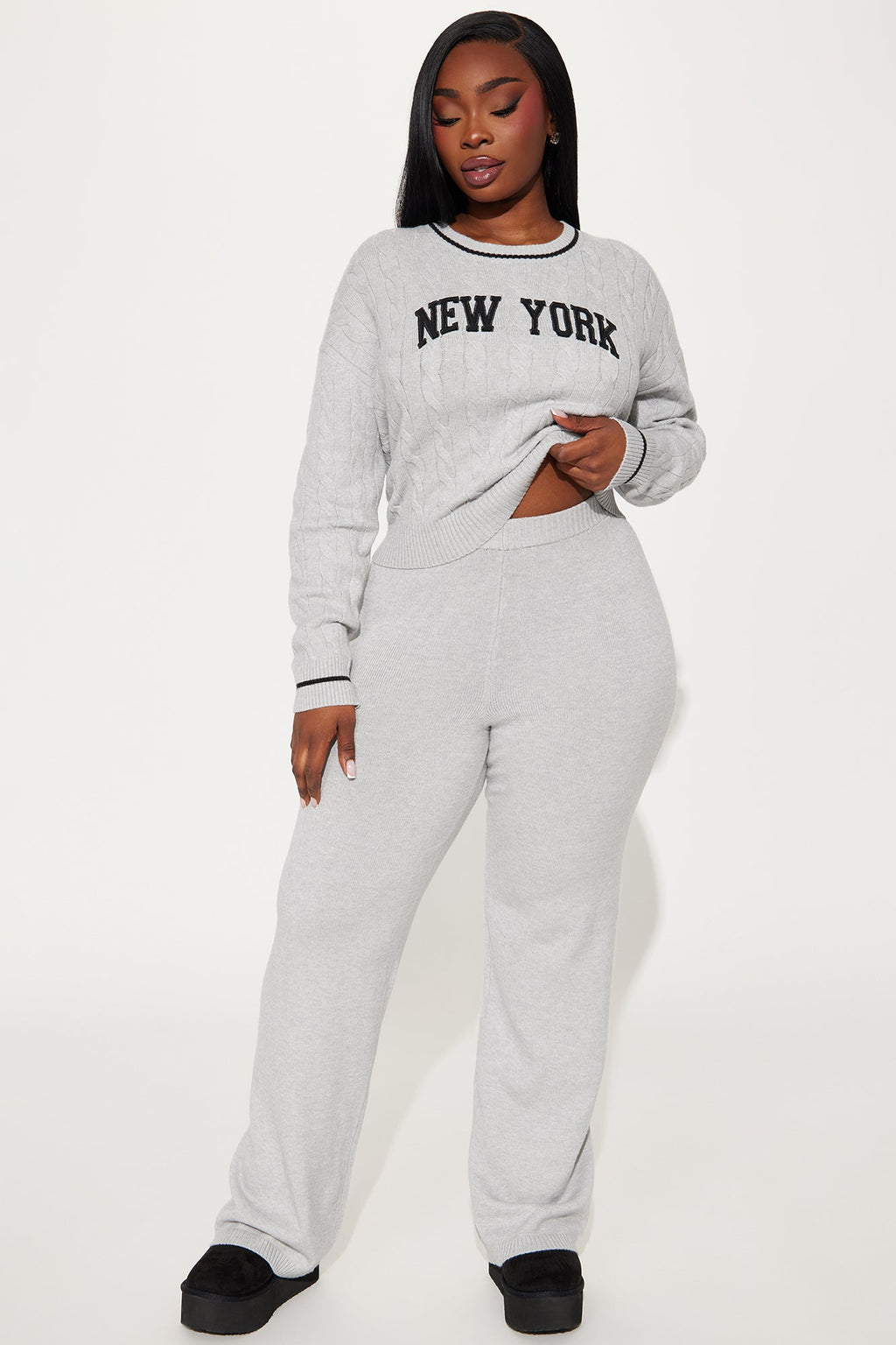 In New York Sweater Pant Set - Heather Grey