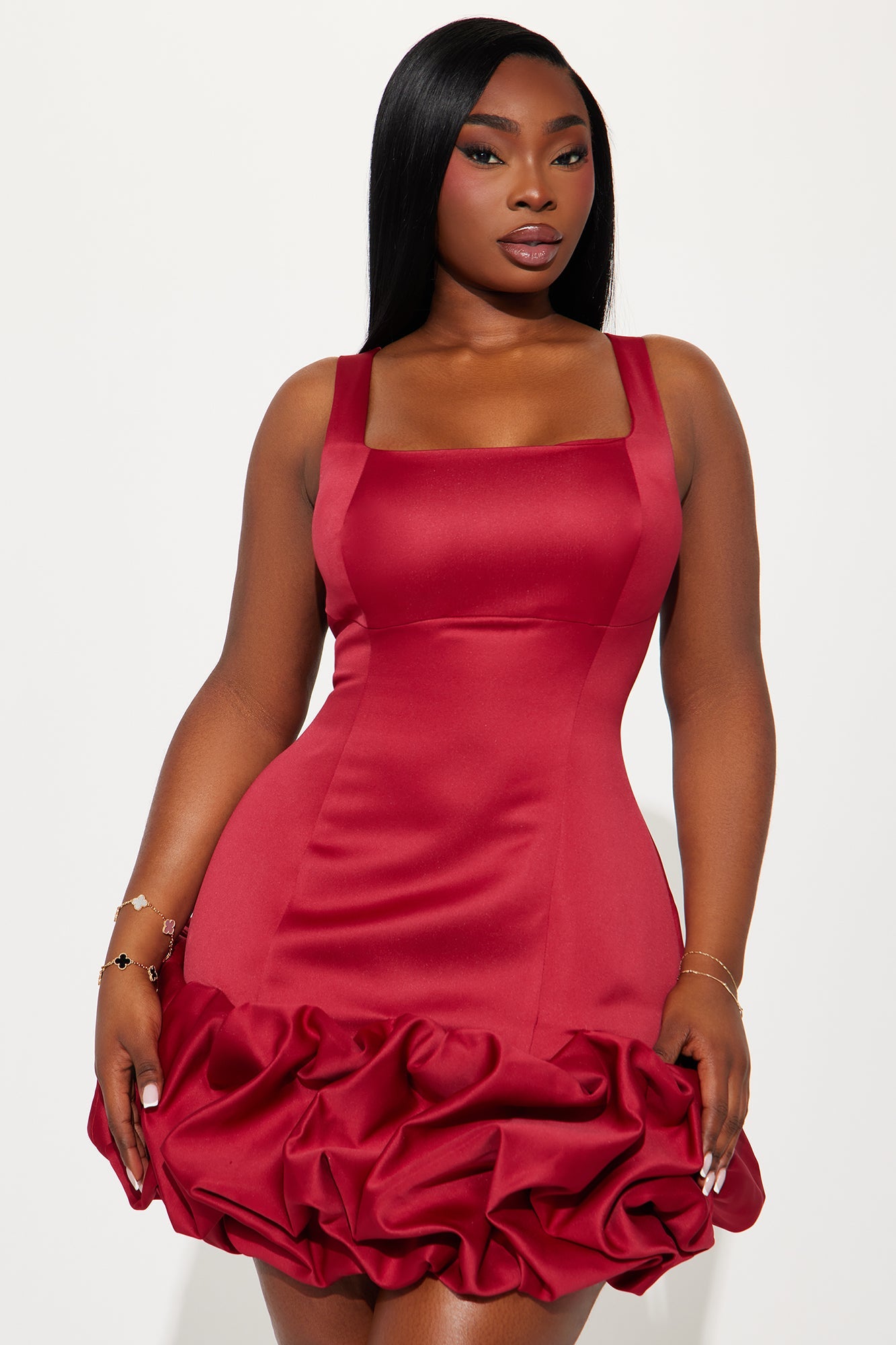 Sienna Satin Mini Dress - Red