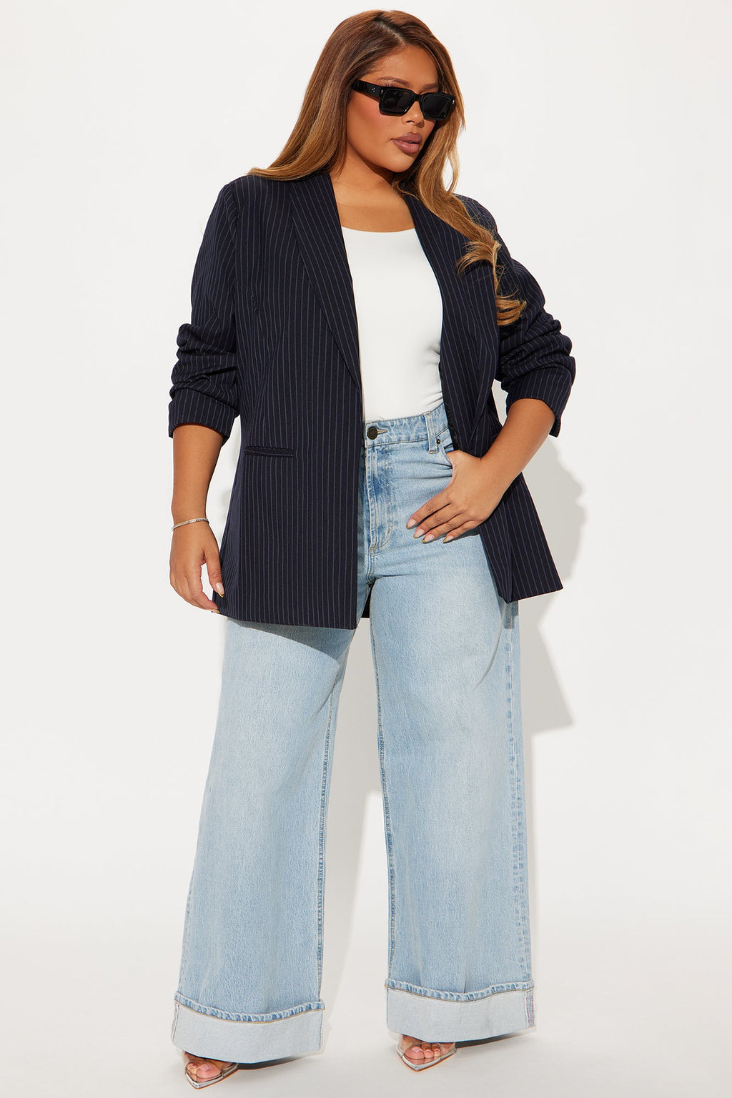 Celine Pinstripe Blazer - Navy