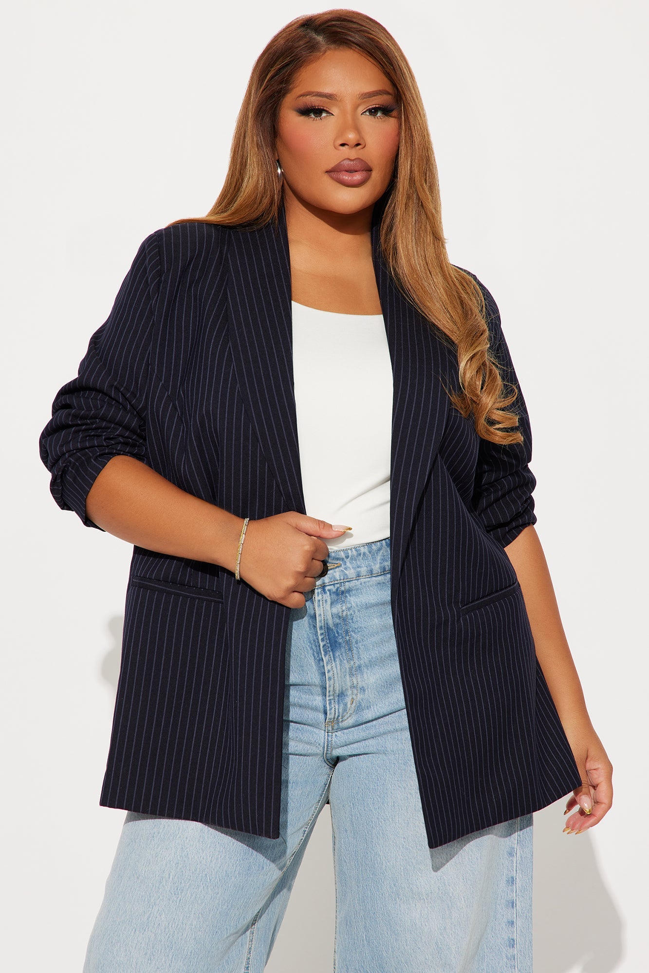 Celine Pinstripe Blazer - Navy