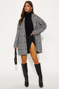 Freya Plaid Wool Coat - Black/combo