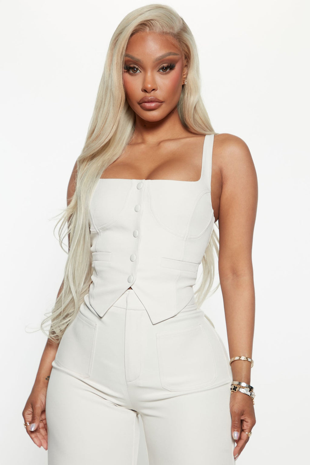 That Girl Vest Pant Set - Cream