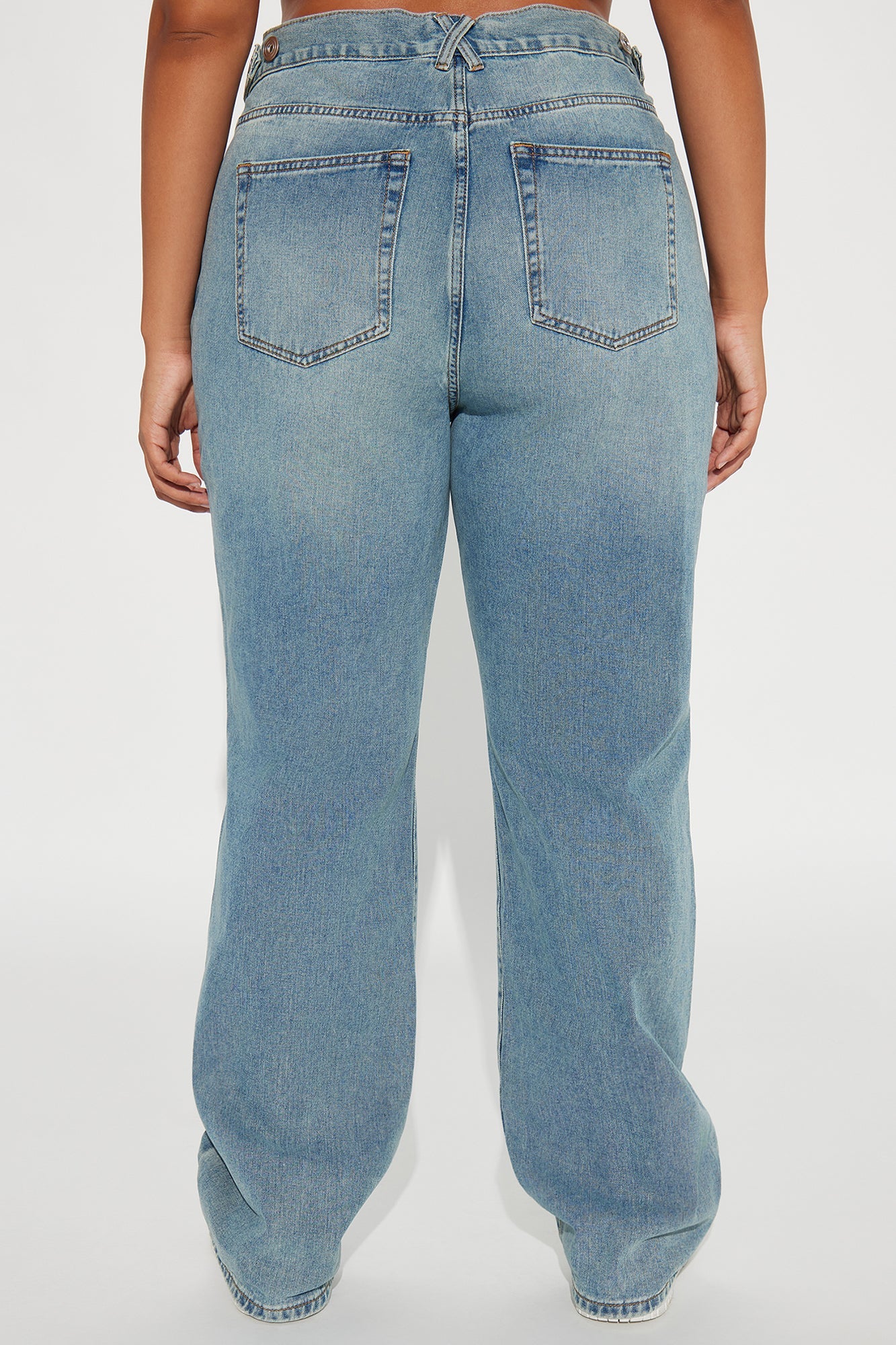 Dani Drop Waist Straight Leg Jeans - Medium Wash