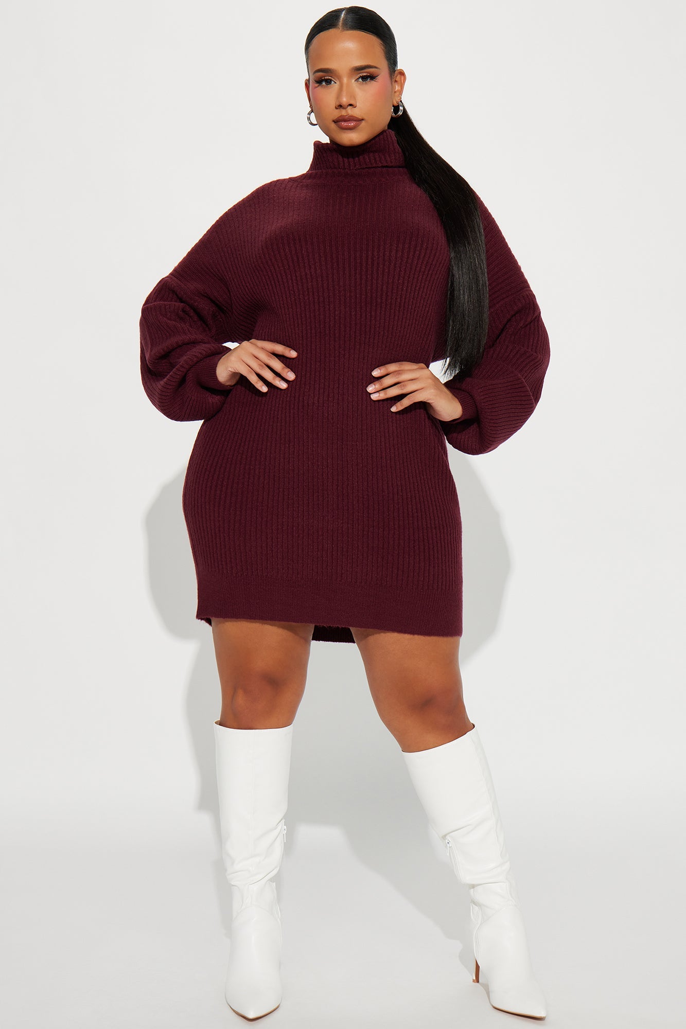 Karina Sweater Mini Dress - Marsala