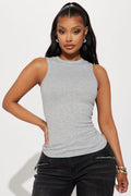 Lily Ribbed Tank - Heather Grey
