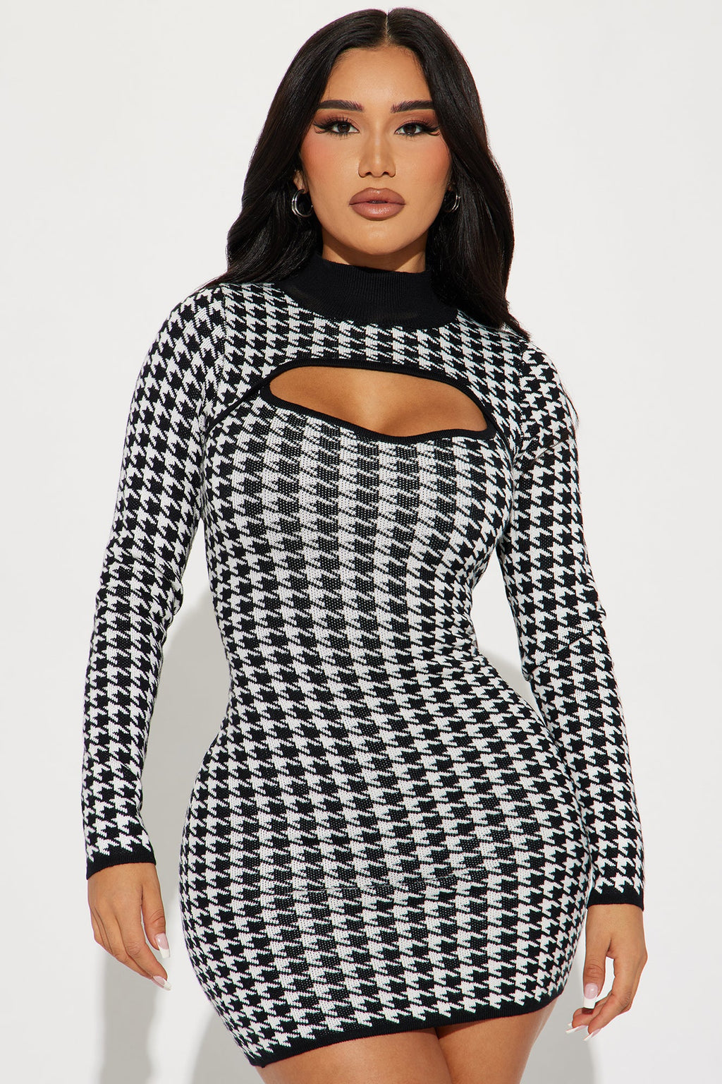 Sydney Sweater Mini Dress - Black/White