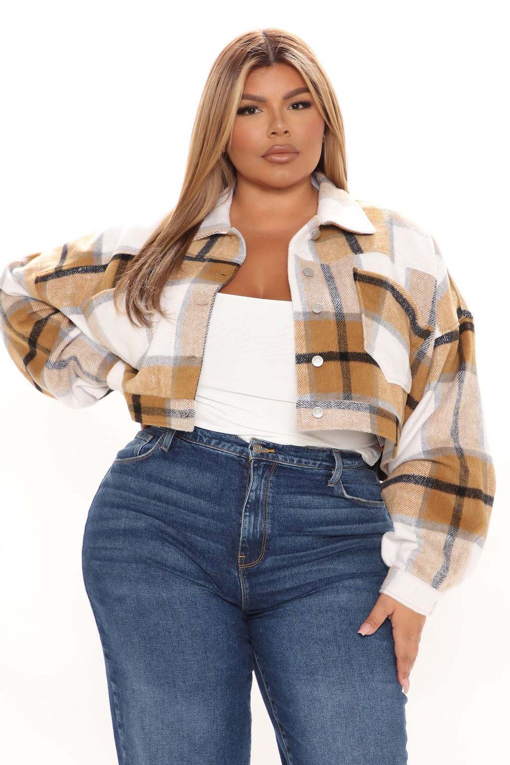 Getting Caught Up Plaid Jacket - Brown/combo