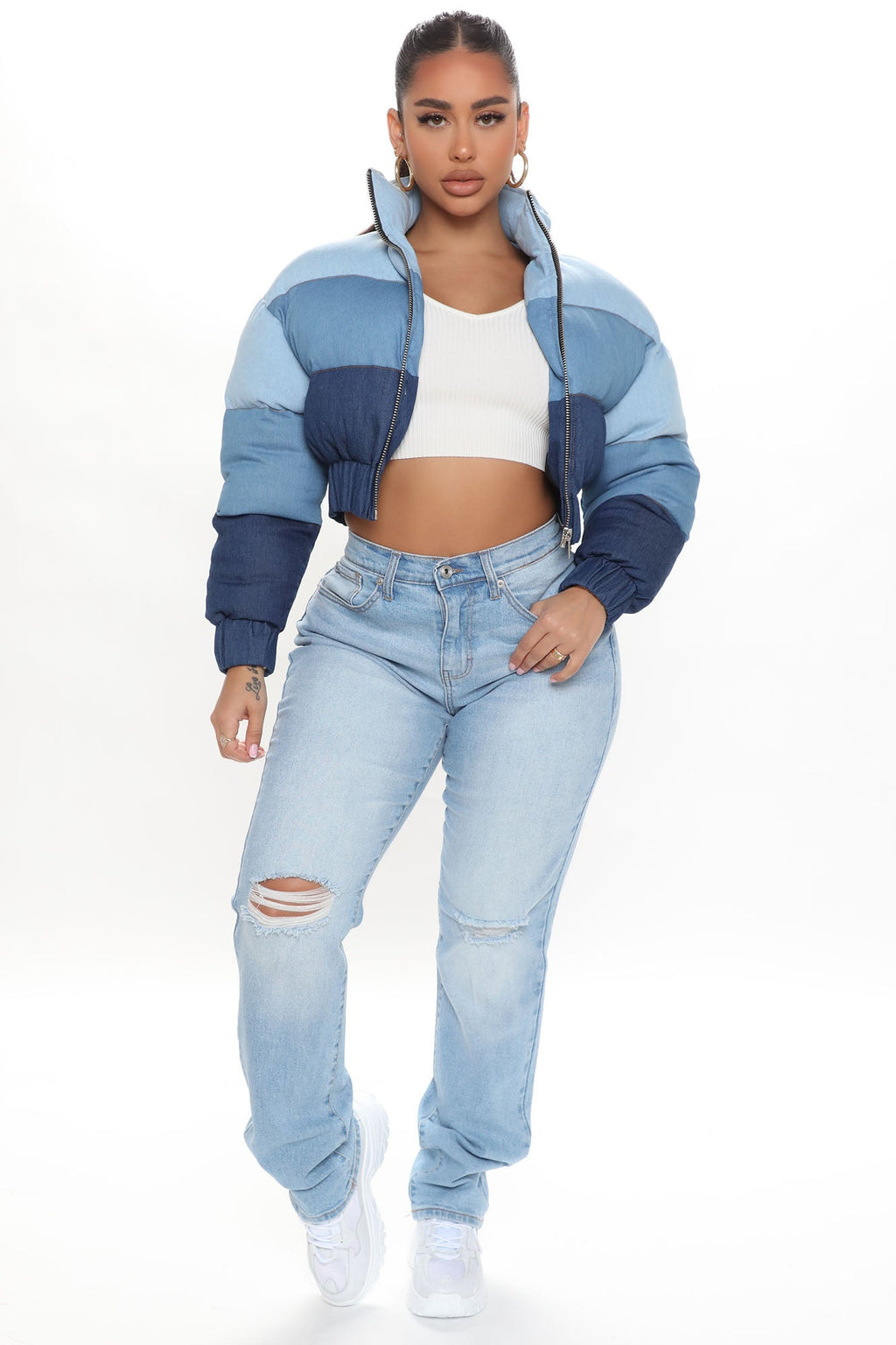 Stay In Your Lane Puffer Jacket - Blue/combo