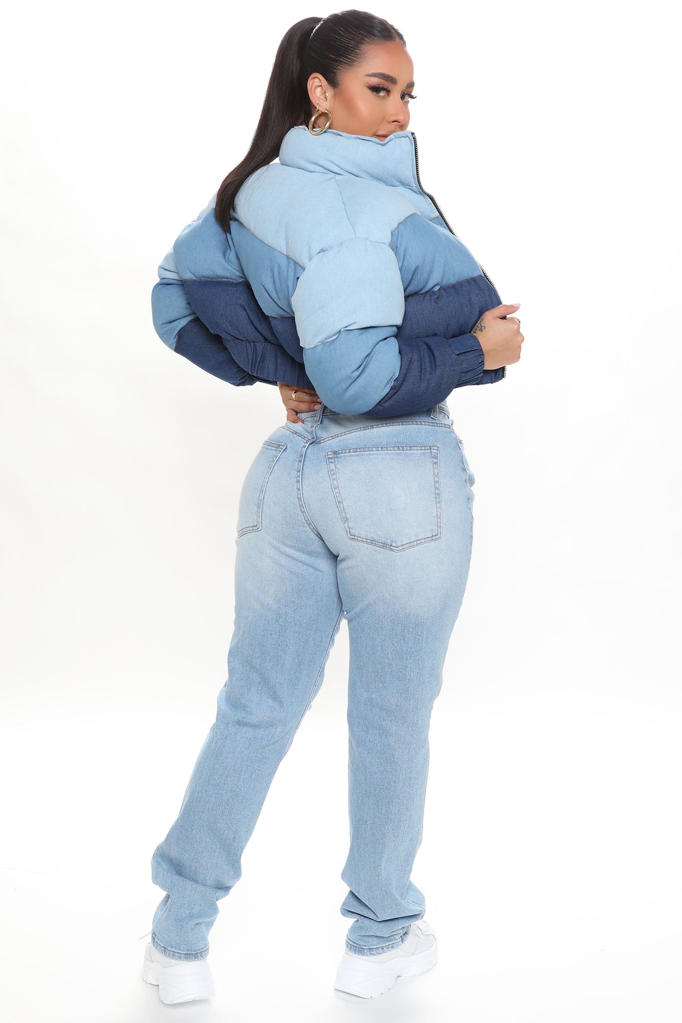 Stay In Your Lane Puffer Jacket - Blue/combo