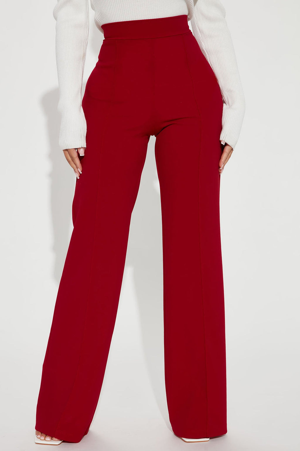Petite Victoria High Waisted Dress Pants - Red