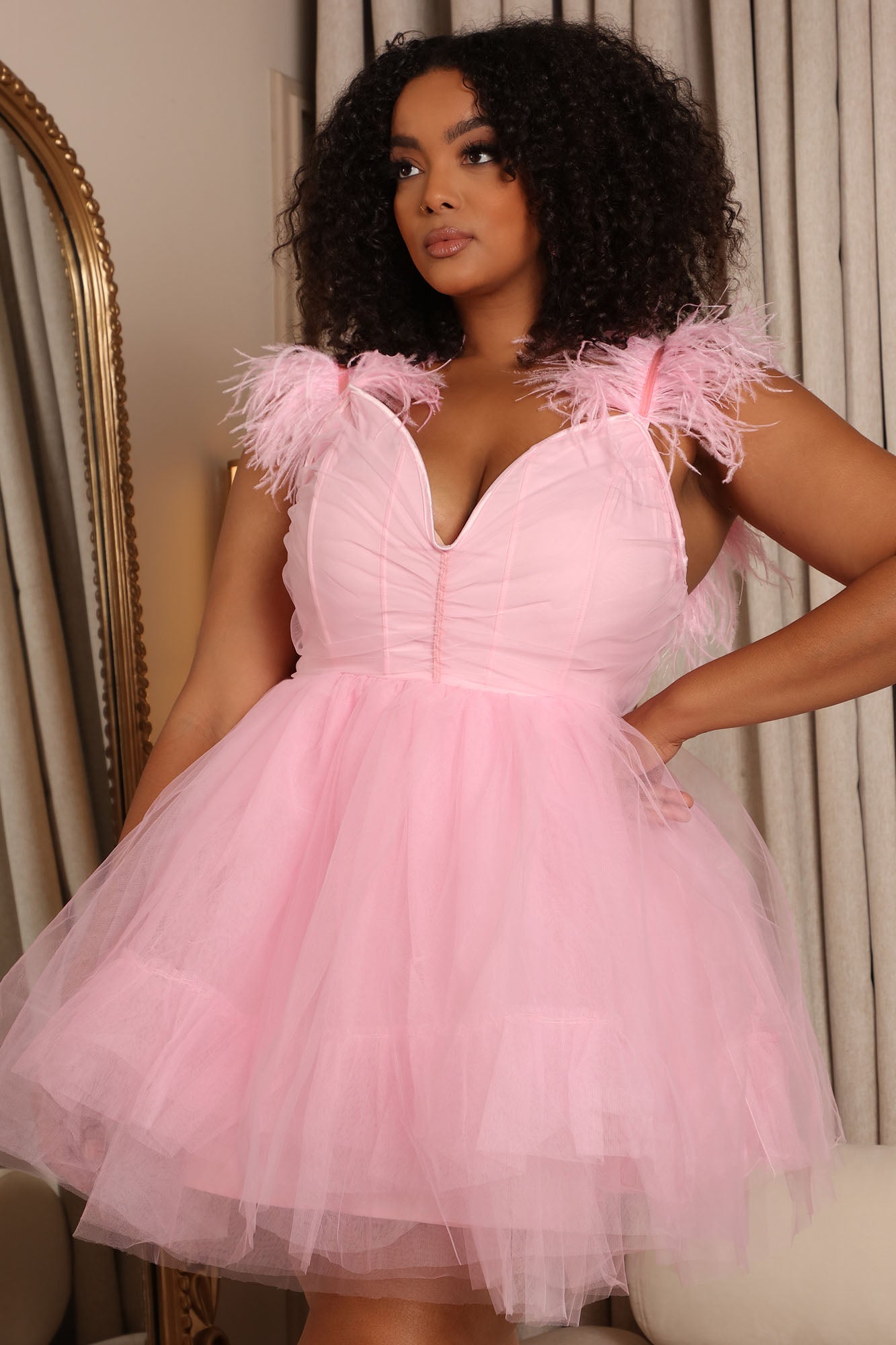 So In Love Tulle Mini Dress - Pink
