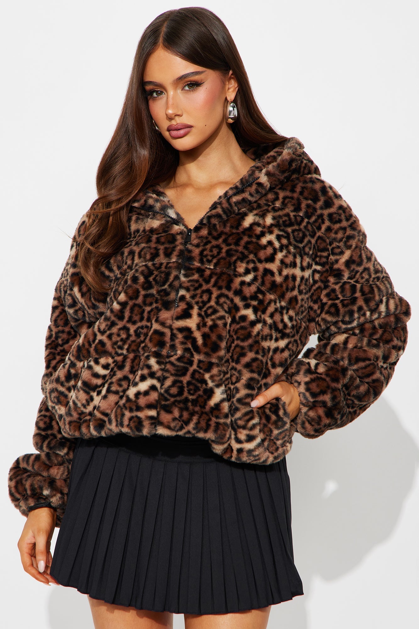 Leah Faux Fur Jacket - Leopard