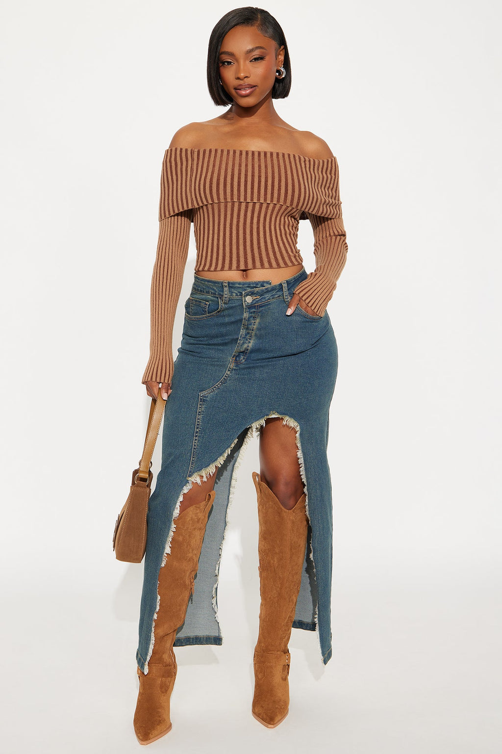 Mixed Signals Denim Maxi Skirt - Vintage Wash