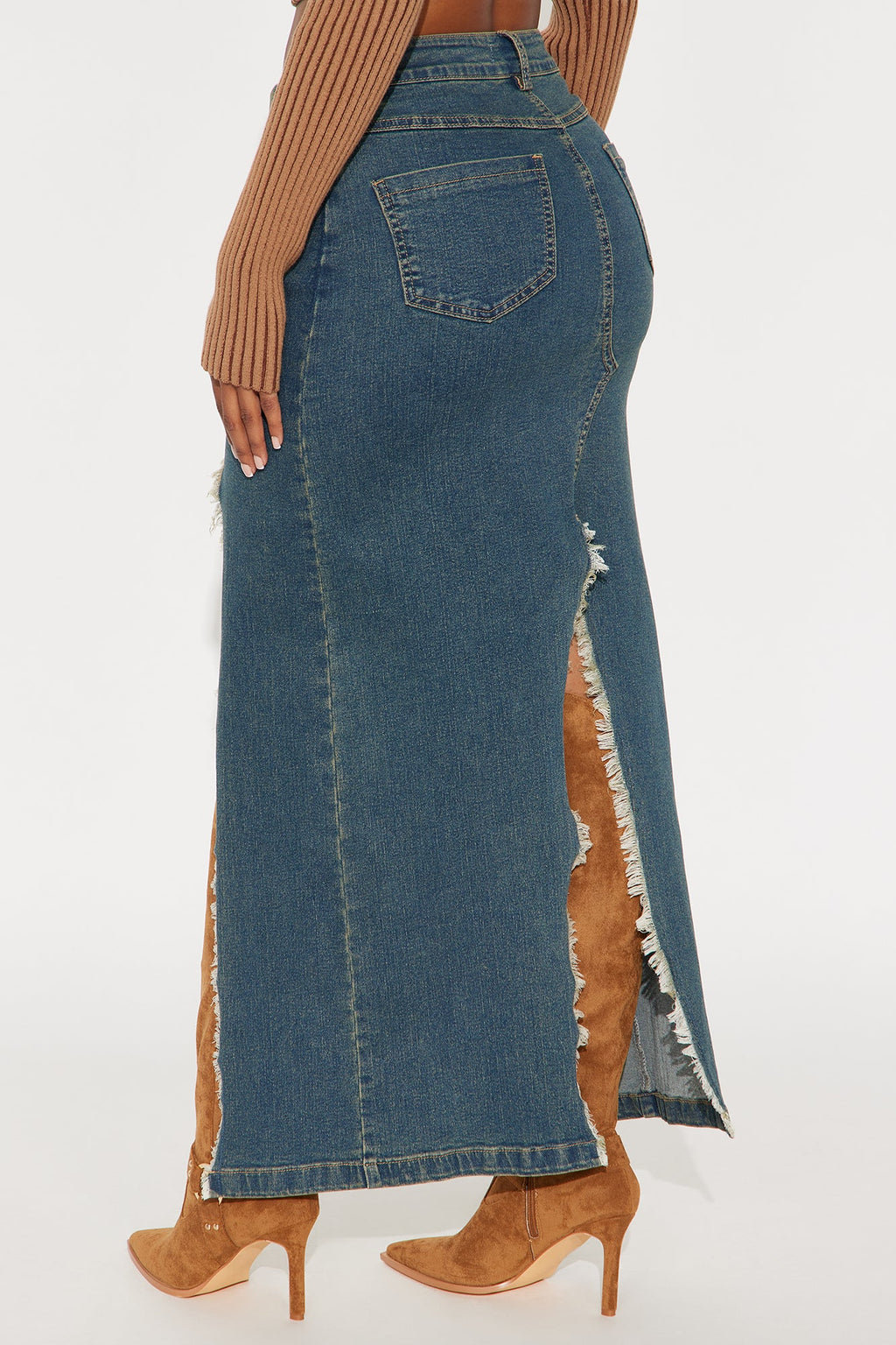 Mixed Signals Denim Maxi Skirt - Vintage Wash