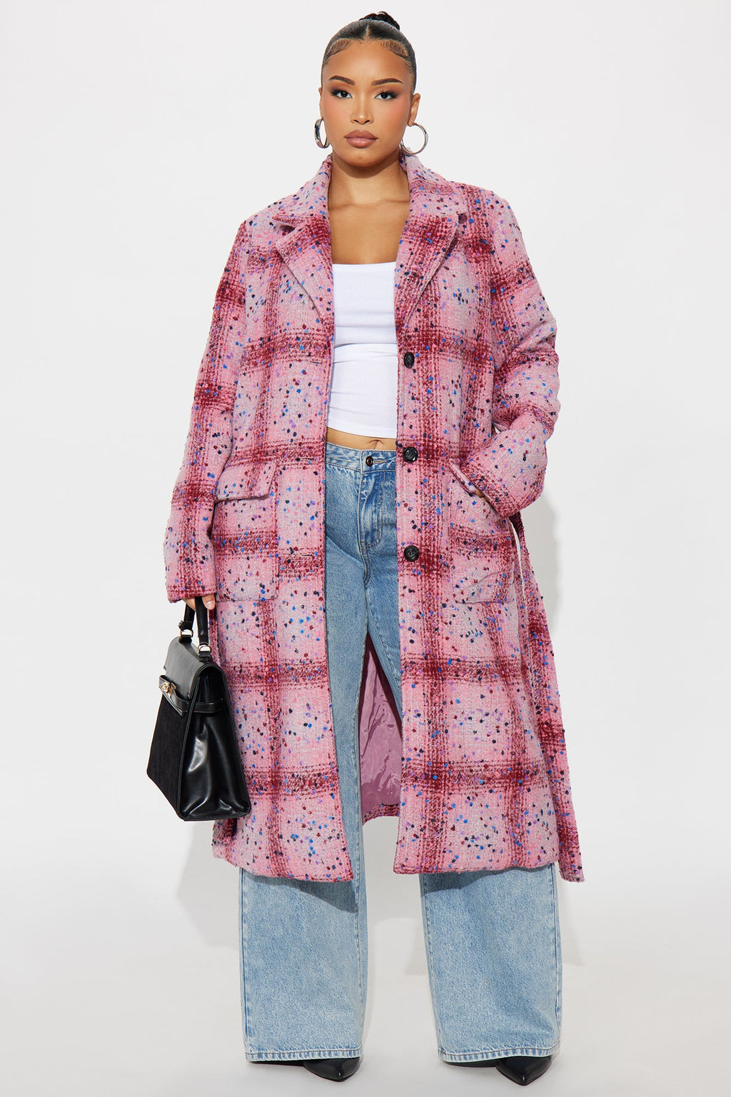 Samwell Belted Coat - Pink/combo