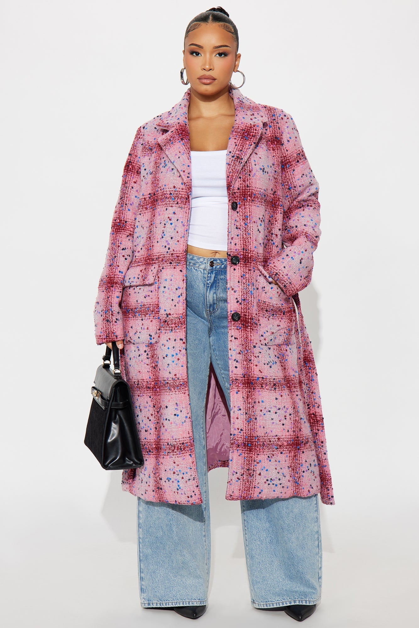 Samwell Belted Coat - Pink/combo