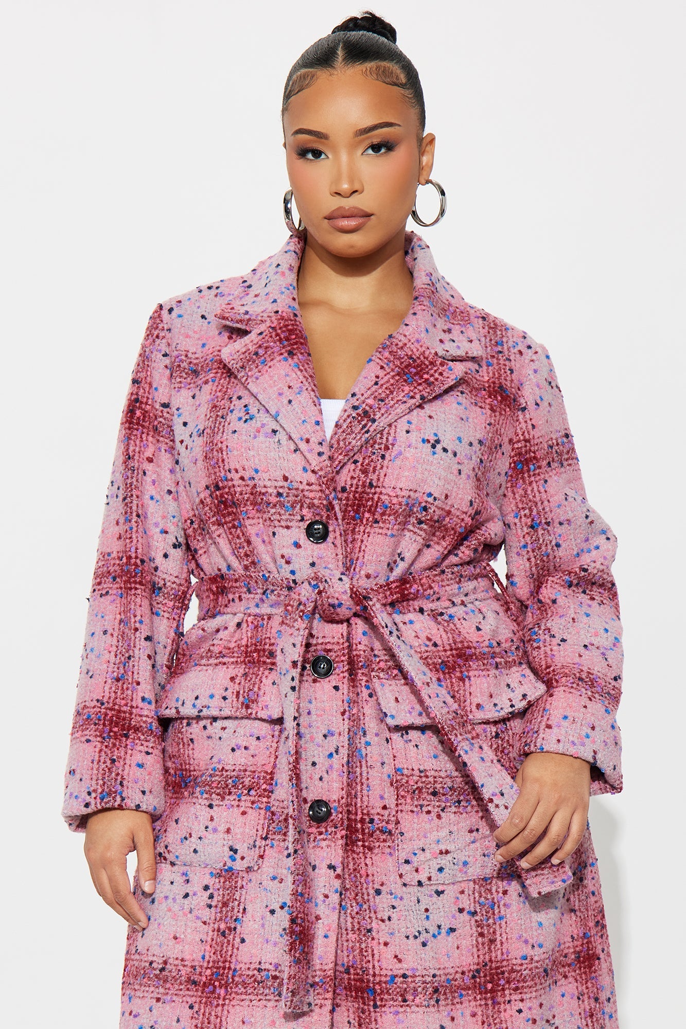 Samwell Belted Coat - Pink/combo