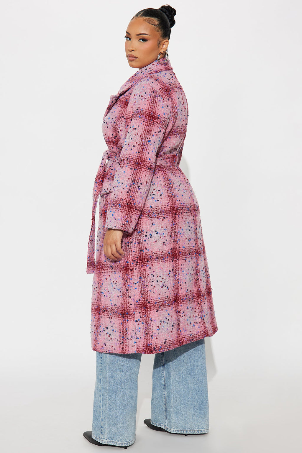 Samwell Belted Coat - Pink/combo