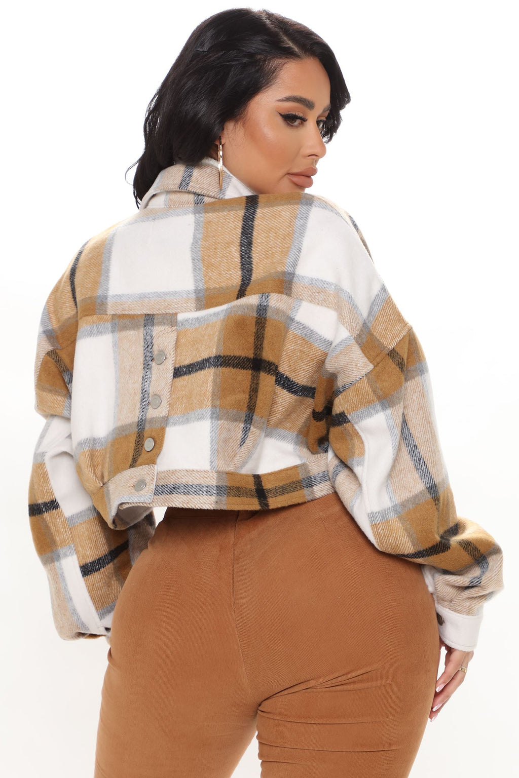 Getting Caught Up Plaid Jacket - Brown/combo